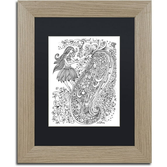 Trademark Fine Art "Fairy 14" Canvas Art by KCDoodleArt Black Matte, Birch Frame