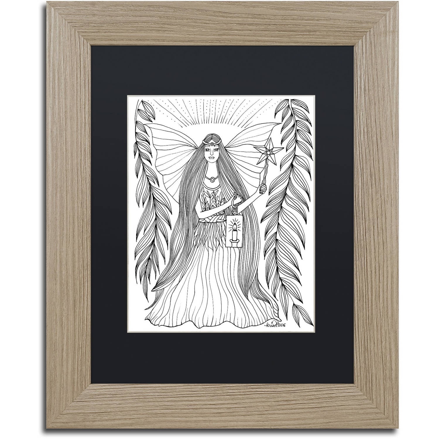 Trademark Fine Art "Fairy 15" Canvas Art by KCDoodleArt Black Matte, Birch Frame