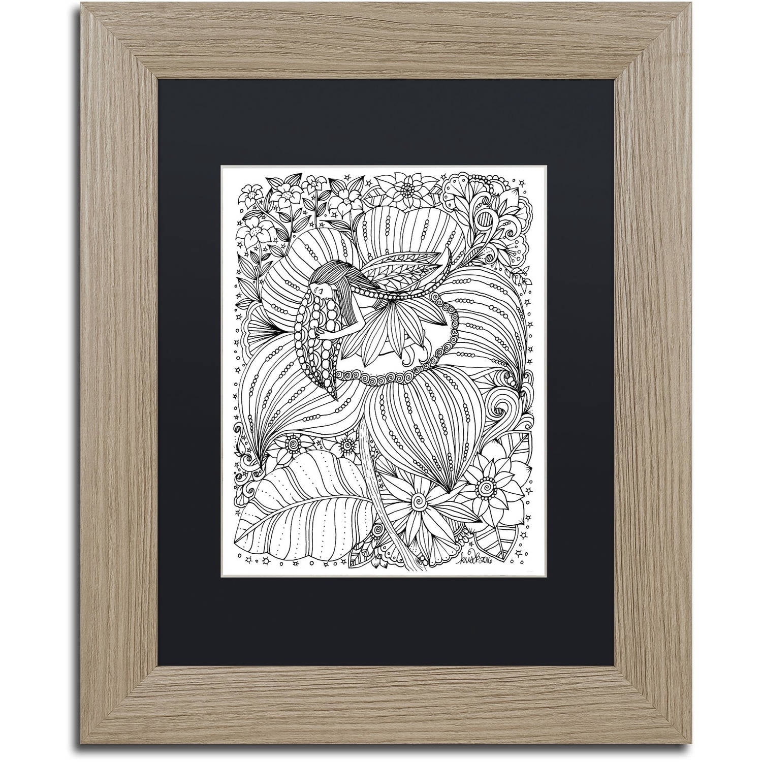 Trademark Fine Art "Fairy 16" Canvas Art by KCDoodleArt Black Matte, Birch Frame