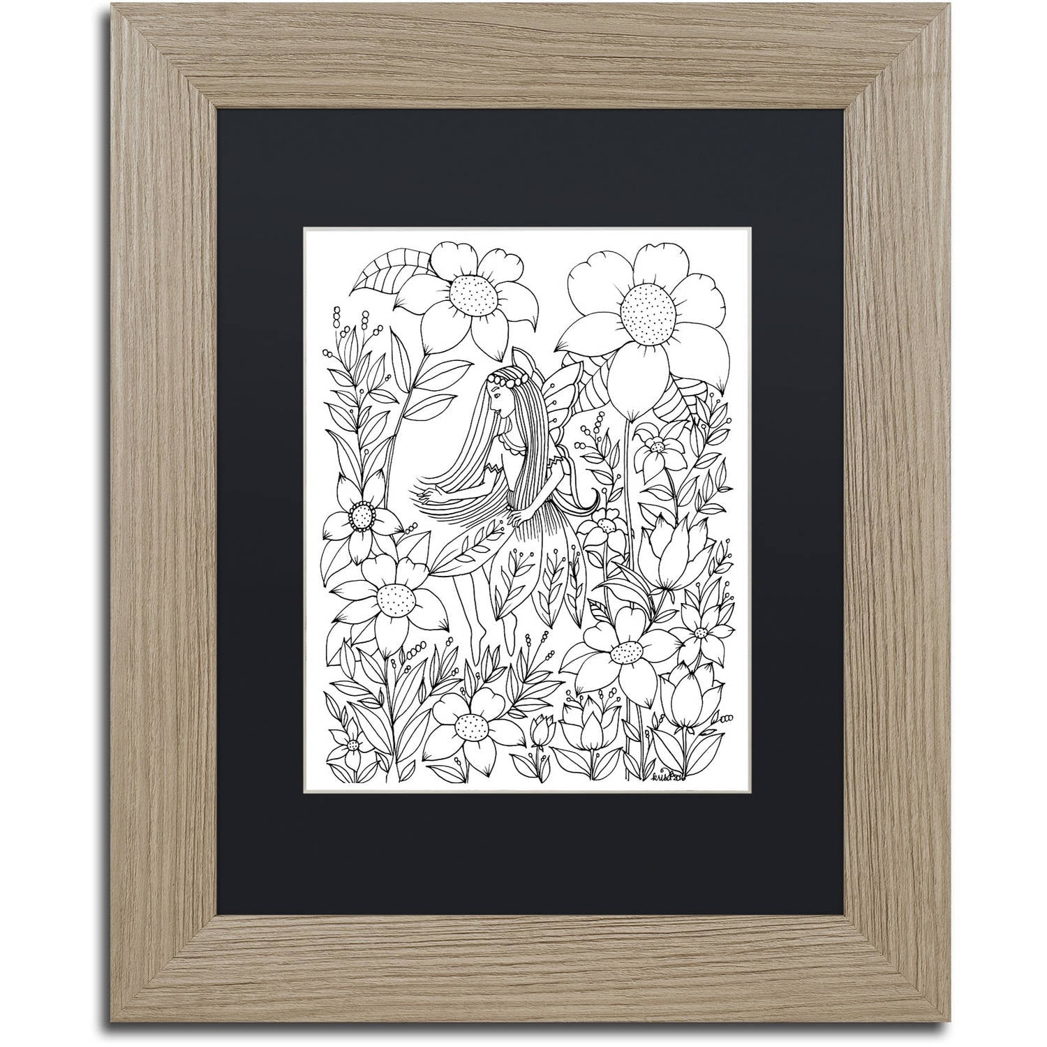 Trademark Fine Art "Fairy 17" Canvas Art by KCDoodleArt Black Matte, Birch Frame