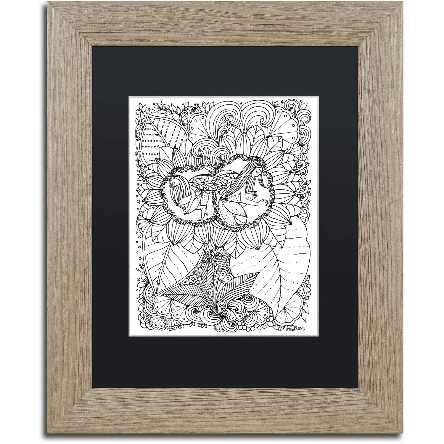 Trademark Fine Art "Fairy 18" Canvas Art by KCDoodleArt Black Matte, Birch Frame
