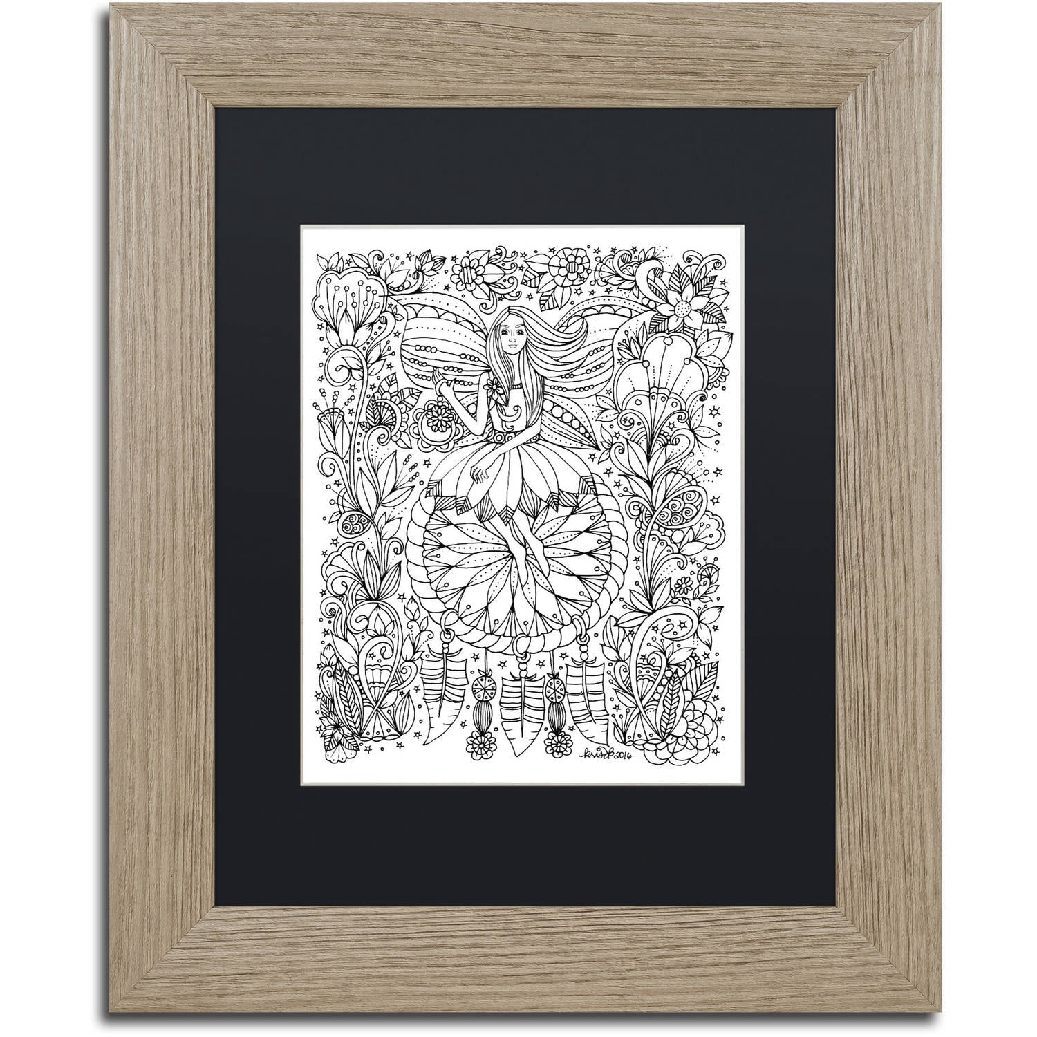 Trademark Fine Art "Fairy 19" Canvas Art by KCDoodleArt Black Matte, Birch Frame