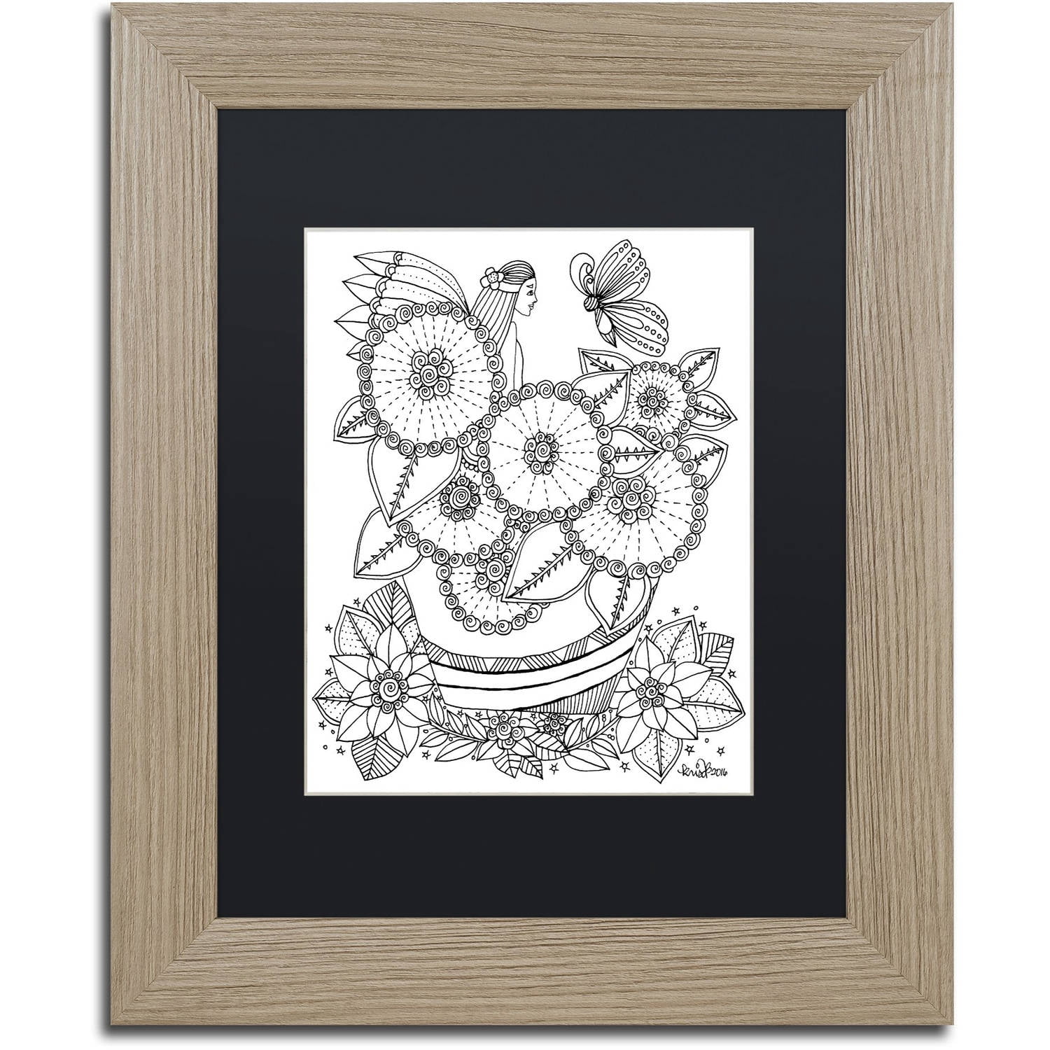 Trademark Fine Art "Fairy-2" Canvas Art by KCDoodleArt Black Matte, Birch Frame