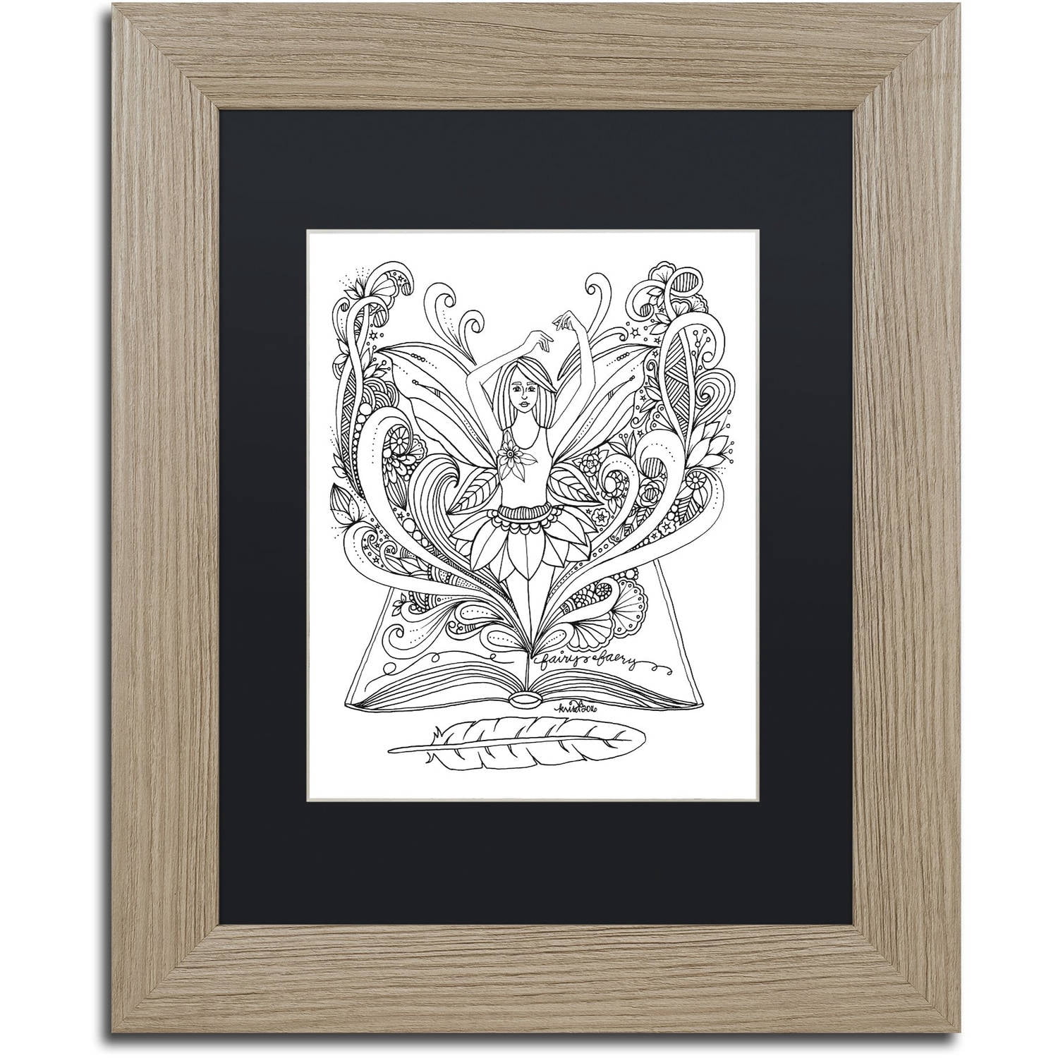 Trademark Fine Art "Fairy 3" Canvas Art by KCDoodleArt Black Matte, Birch Frame