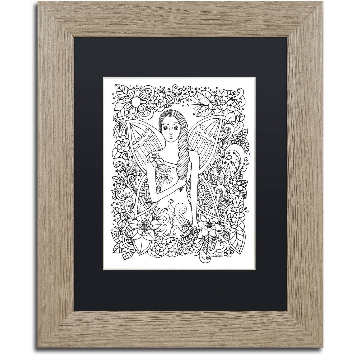 Trademark Fine Art "Fairy 4" Canvas Art by KCDoodleArt Black Matte, Birch Frame