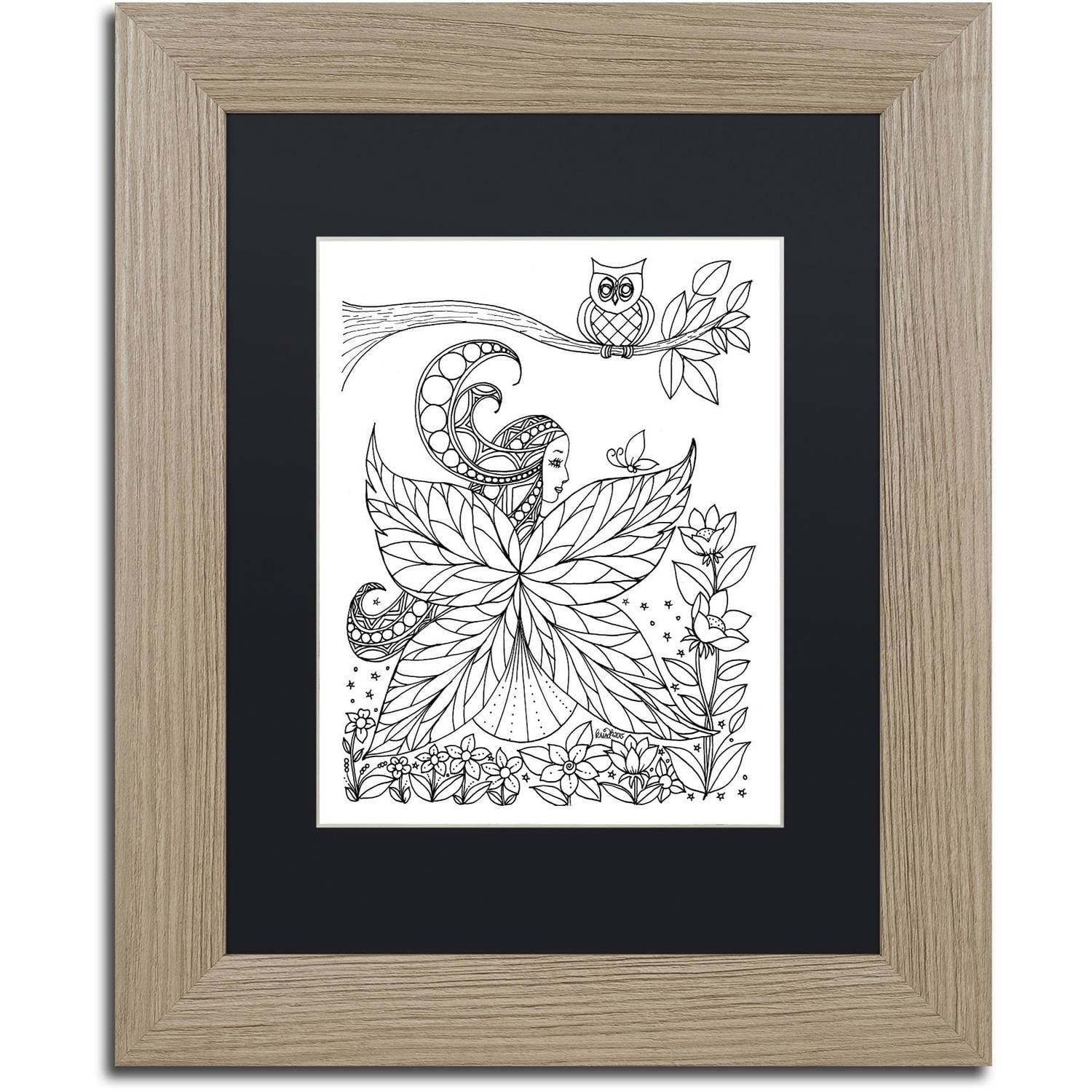 Trademark Fine Art "Fairy 6" Canvas Art by KCDoodleArt Black Matte, Birch Frame