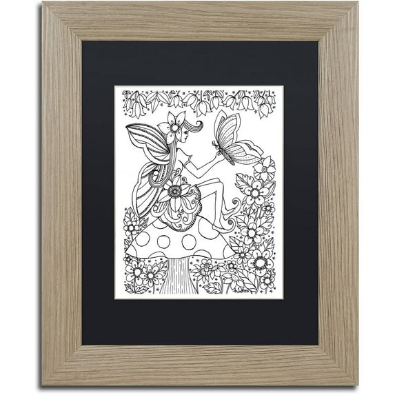 Trademark Fine Art "Fairy 7" Canvas Art by KCDoodleArt Black Matte, Birch Frame