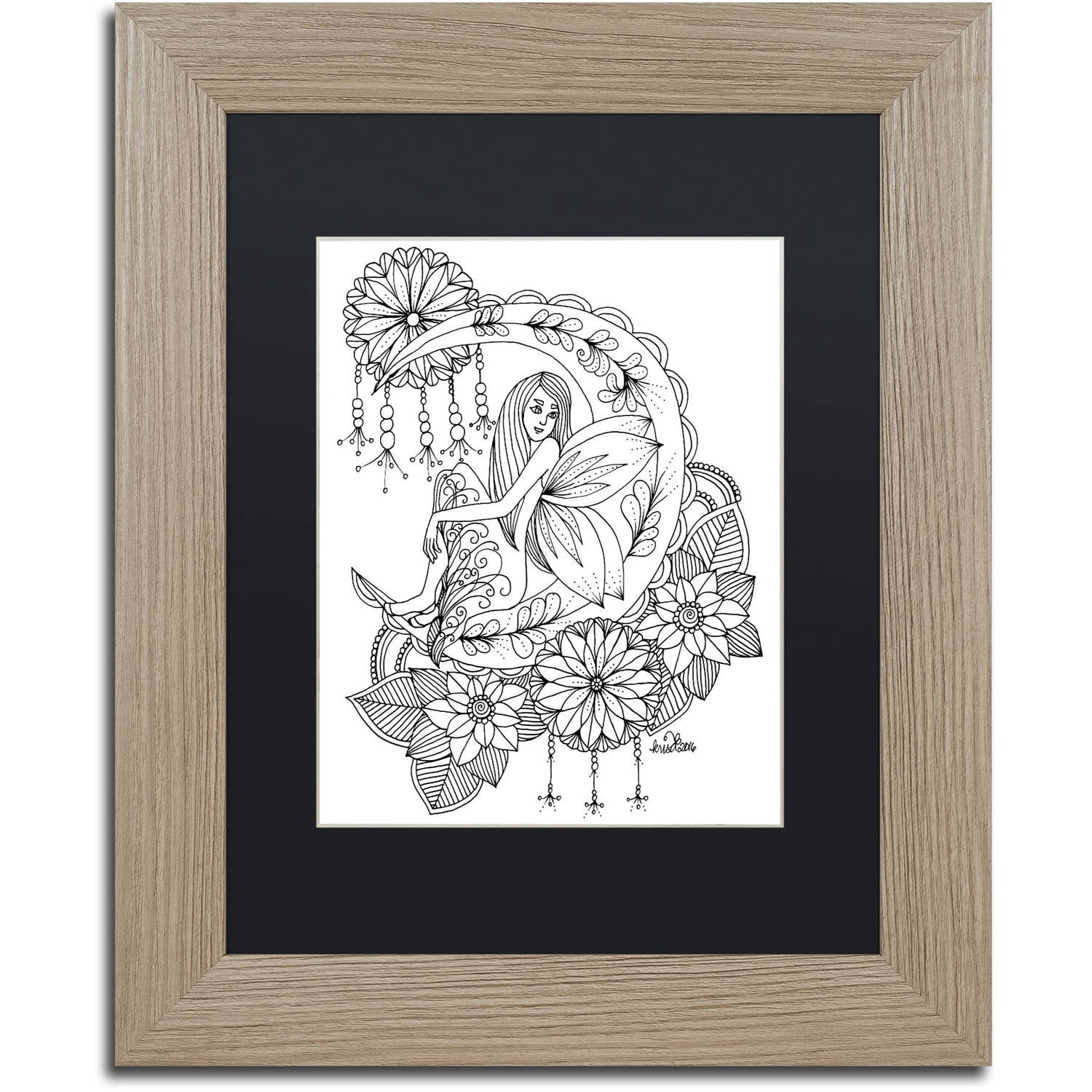 Trademark Fine Art "Fairy 9" Canvas Art by KCDoodleArt Black Matte, Birch Frame