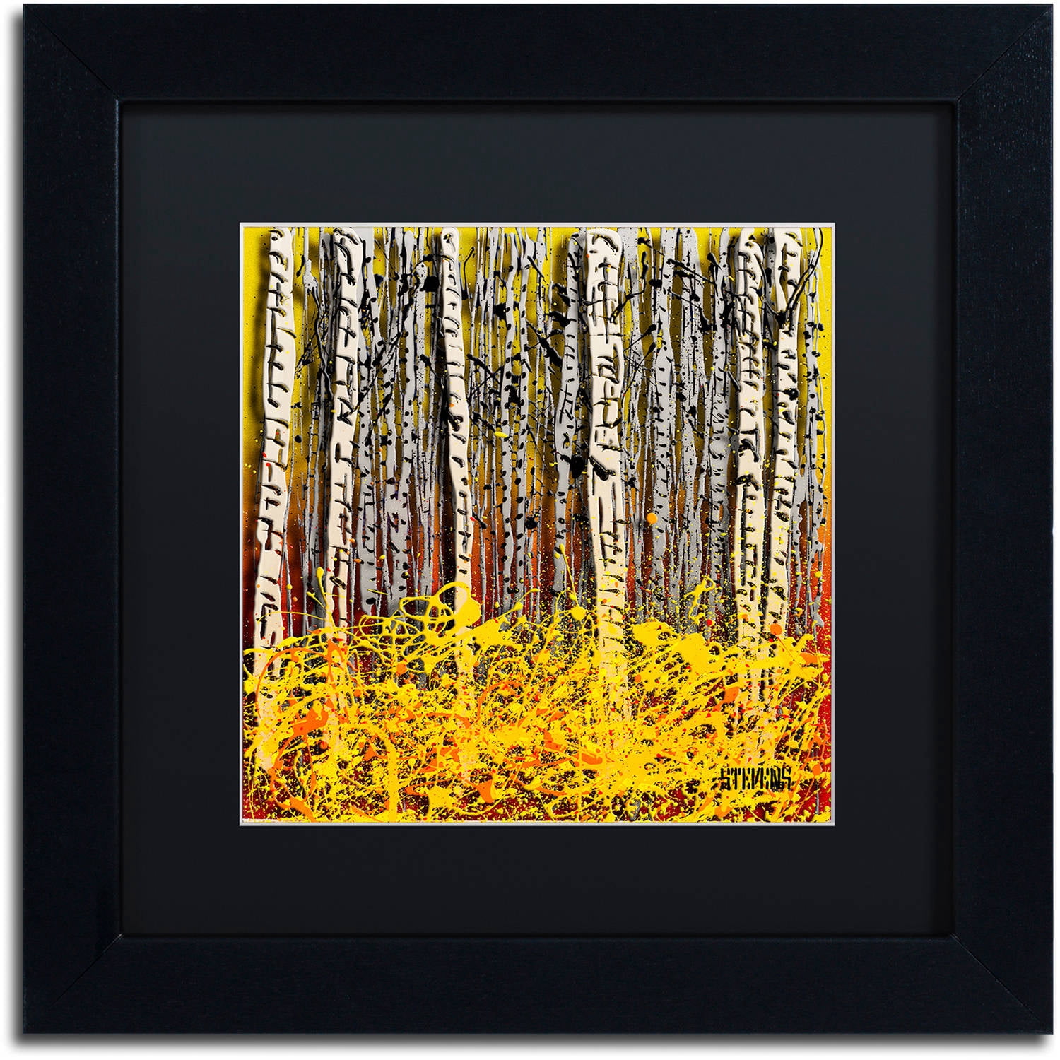 Trademark Fine Art "Fall Aspens" Canvas Art by Roderick Stevens, Black Matte, Black Frame