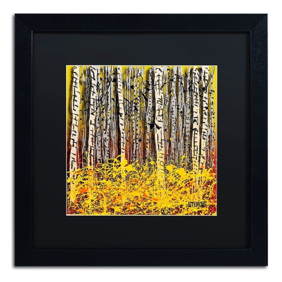 Trademark Fine Art "Fall Aspens" Canvas Art by Roderick Stevens, Black Matte, Black Frame