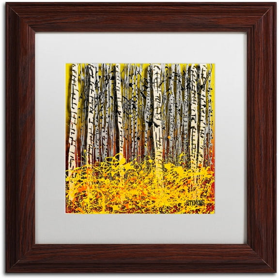 Trademark Fine Art "Fall Aspens" Canvas Art by Roderick Stevens, White Matte, Wood Frame