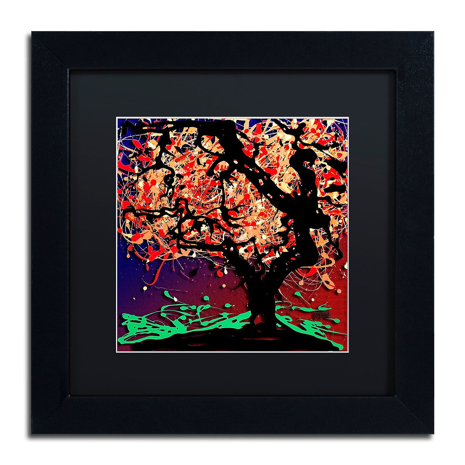 Trademark Fine Art "Fall Red Tree" Canvas Art by Roderick Stevens, Black Matte, Black Frame