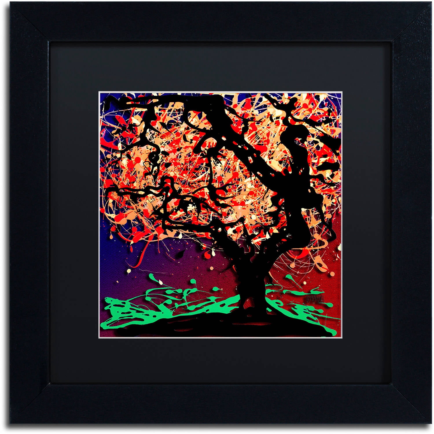 Trademark Fine Art "Fall Red Tree" Canvas Art by Roderick Stevens, Black Matte, Black Frame
