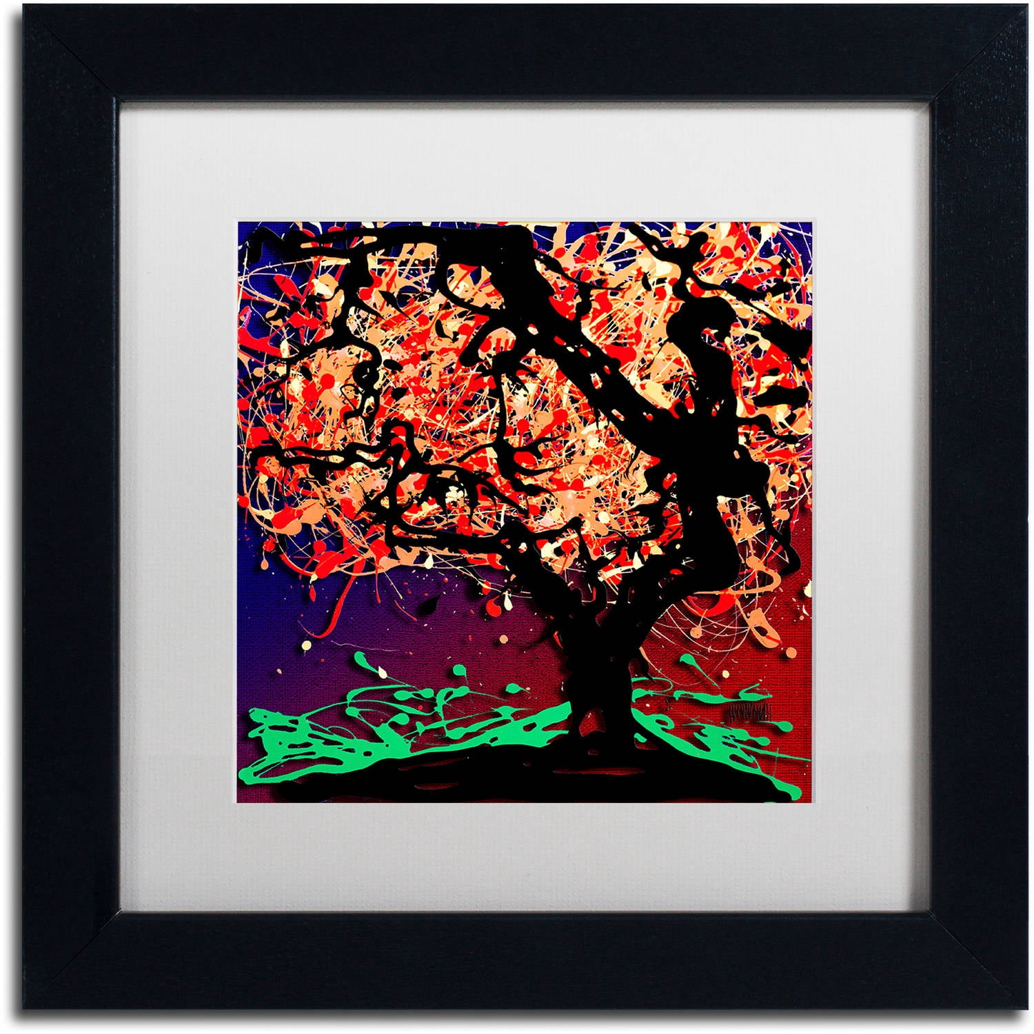 Trademark Fine Art "Fall Red Tree" Canvas Art by Roderick Stevens, White Matte, Black Frame