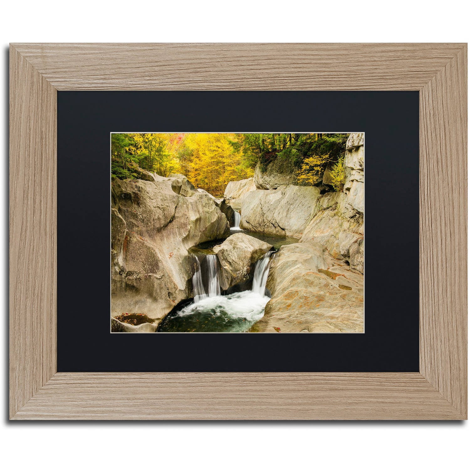 Trademark Fine Art "Fall at the Falls" Canvas Art by Michael Blanchette Photography Black Matte, Birch Frame