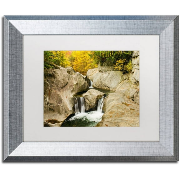 Trademark Fine Art "Fall at the Falls" Canvas Art by Michael Blanchette Photography White Matte, Silver Frame