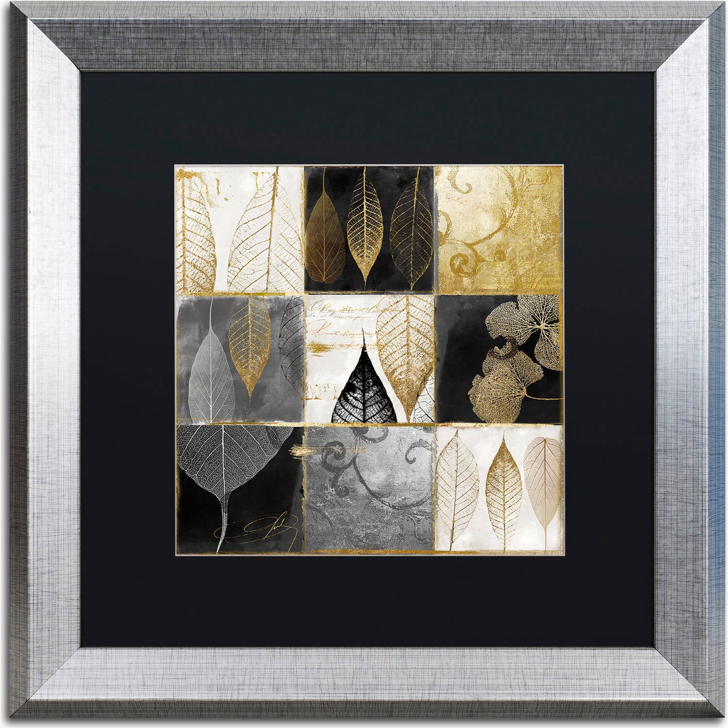 Trademark Fine Art "Fallen Gold III" Canvas Art by Color Bakery, Black Matte, Silver Frame