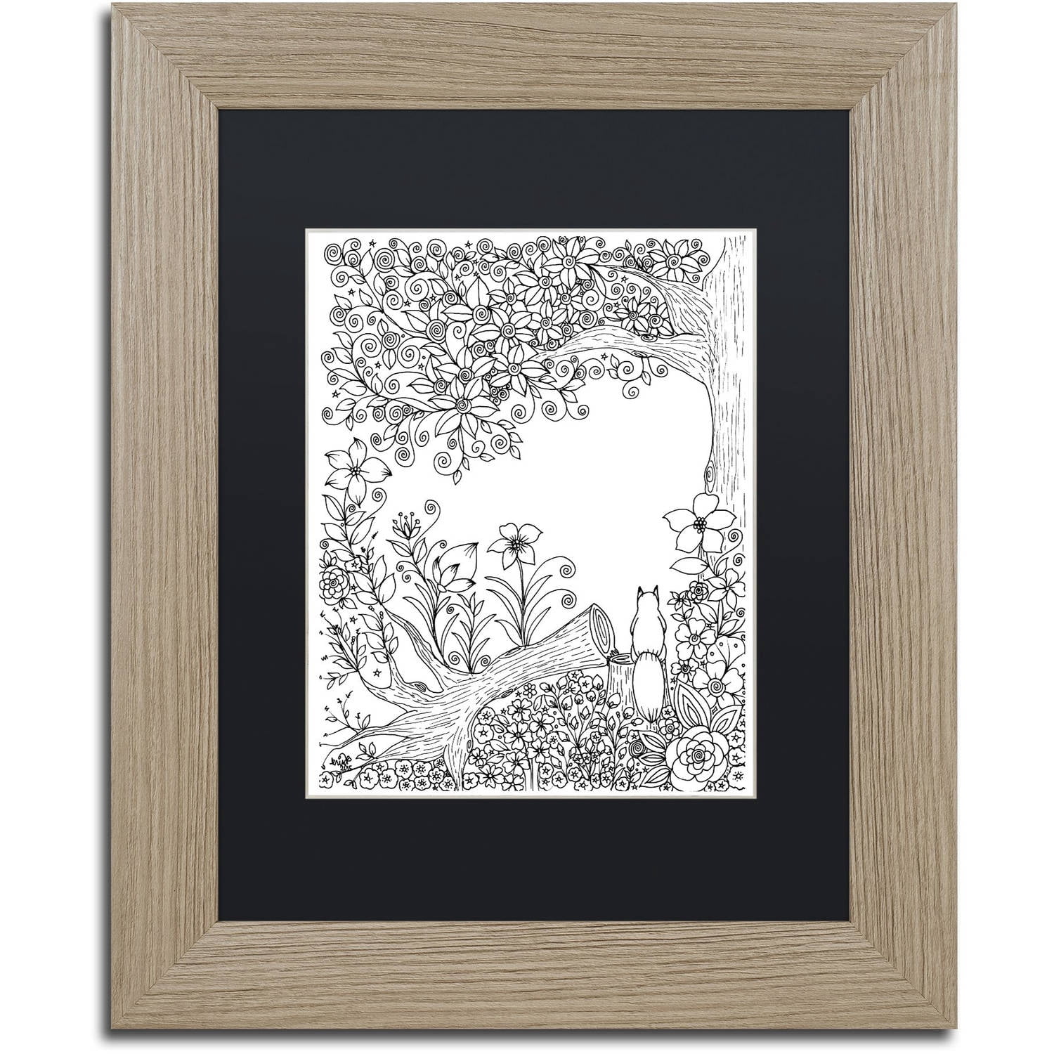 Trademark Fine Art "Fallen Tree" Canvas Art by KCDoodleArt Black Matte, Birch Frame