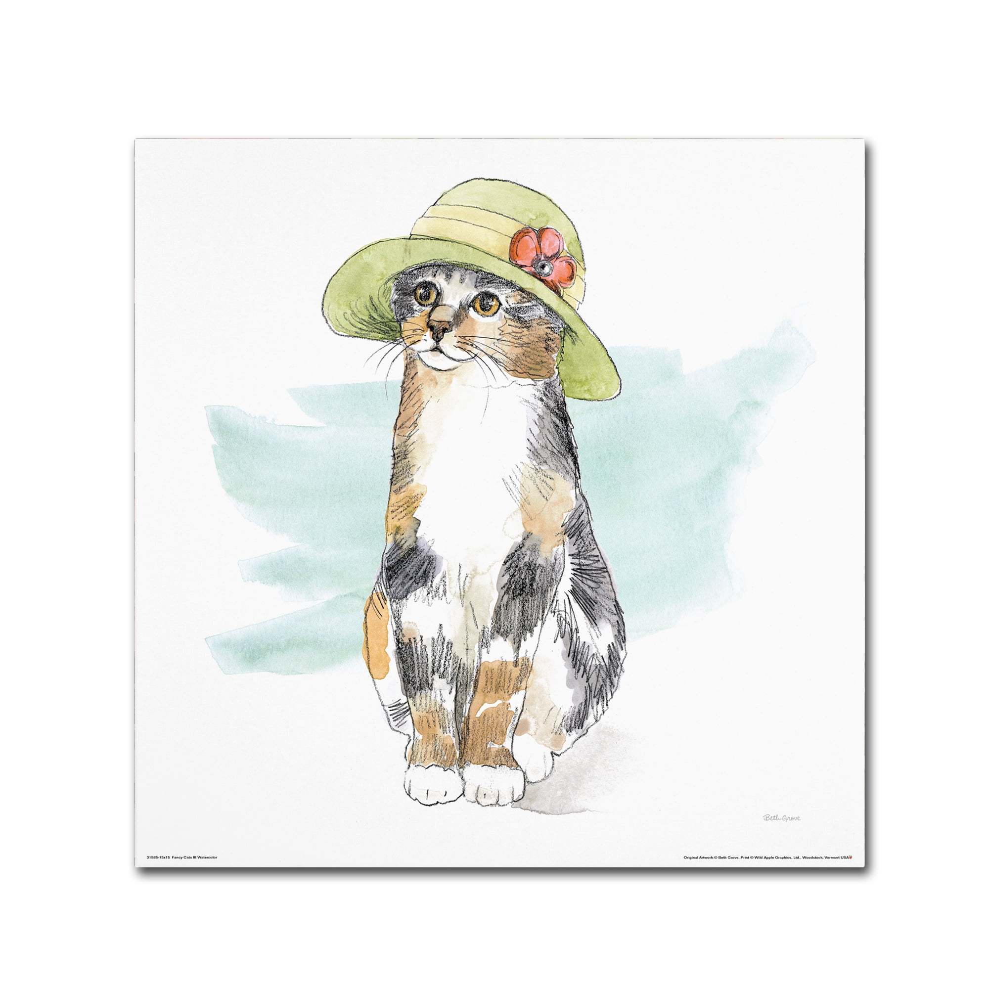 Trademark Fine Art 'Fancy Cats III Watercolor' Canvas Art by Beth Grove
