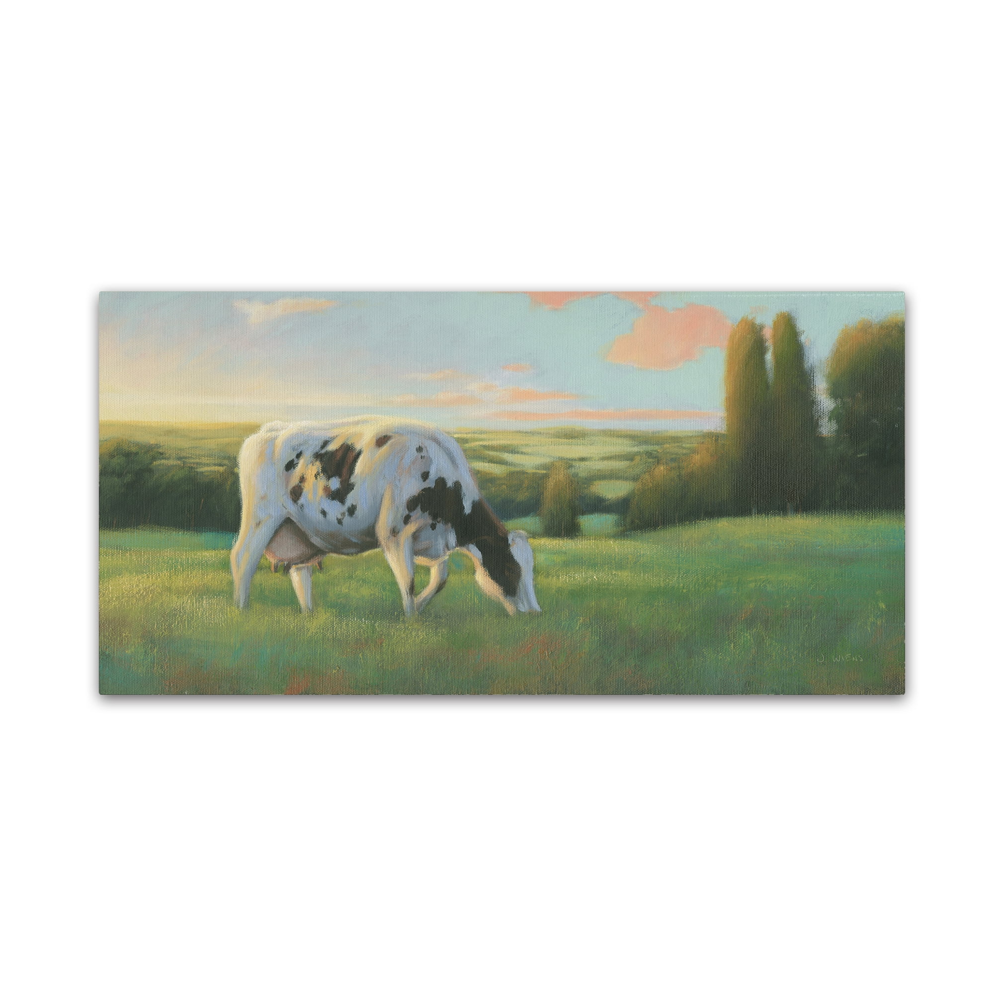 Farm Life I Canvas Art with Grazing Cow in Meadow