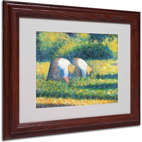 Trademark Fine Art "Farmers at Work 1882" Canvas Art by Georges Seurat, Wood Frame
