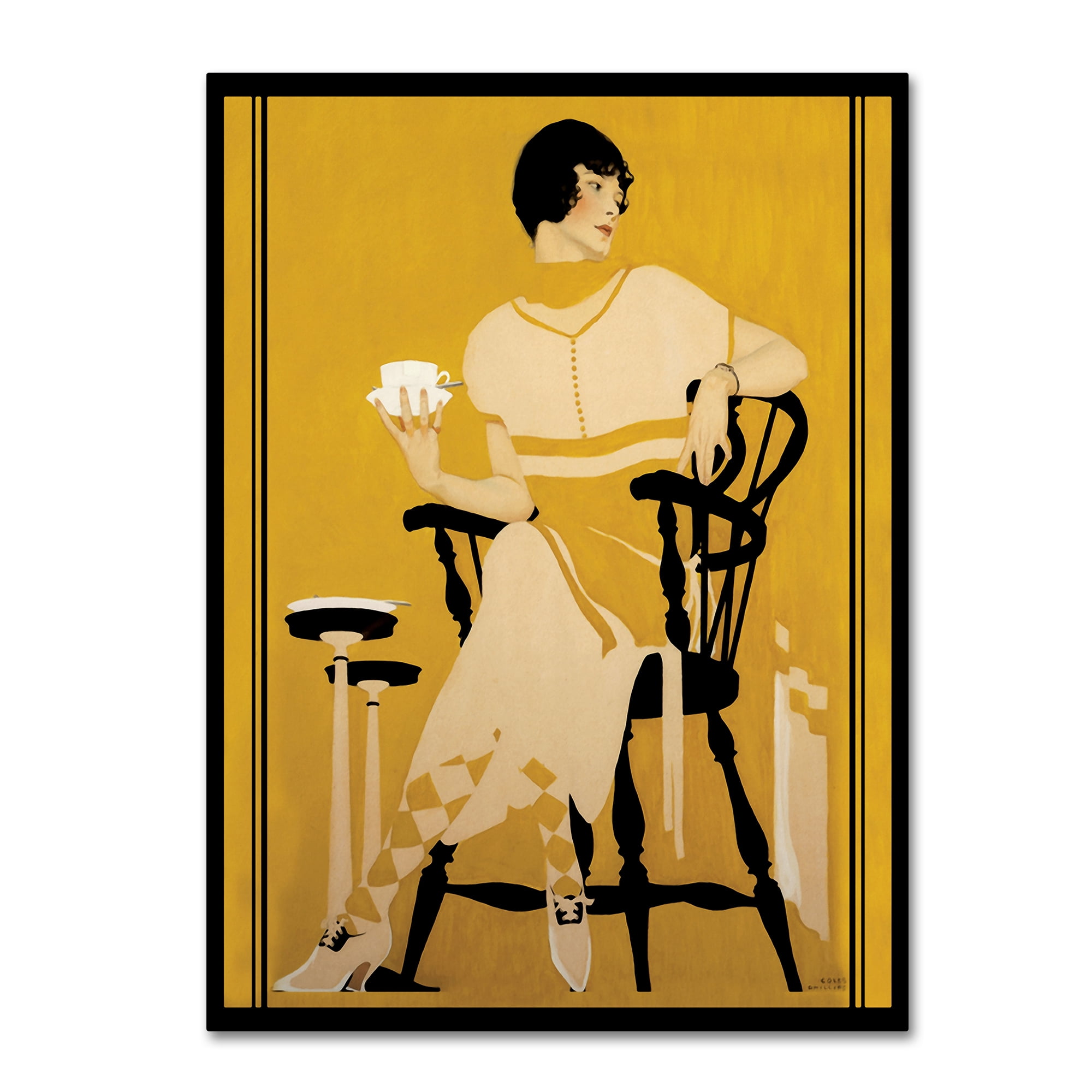 Vintage Yellow Fashion Women Canvas Print Art