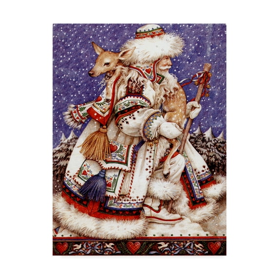 Trademark Fine Art 'Father Christmas with Deer' Canvas Art by Anne Yvonne Gilbert