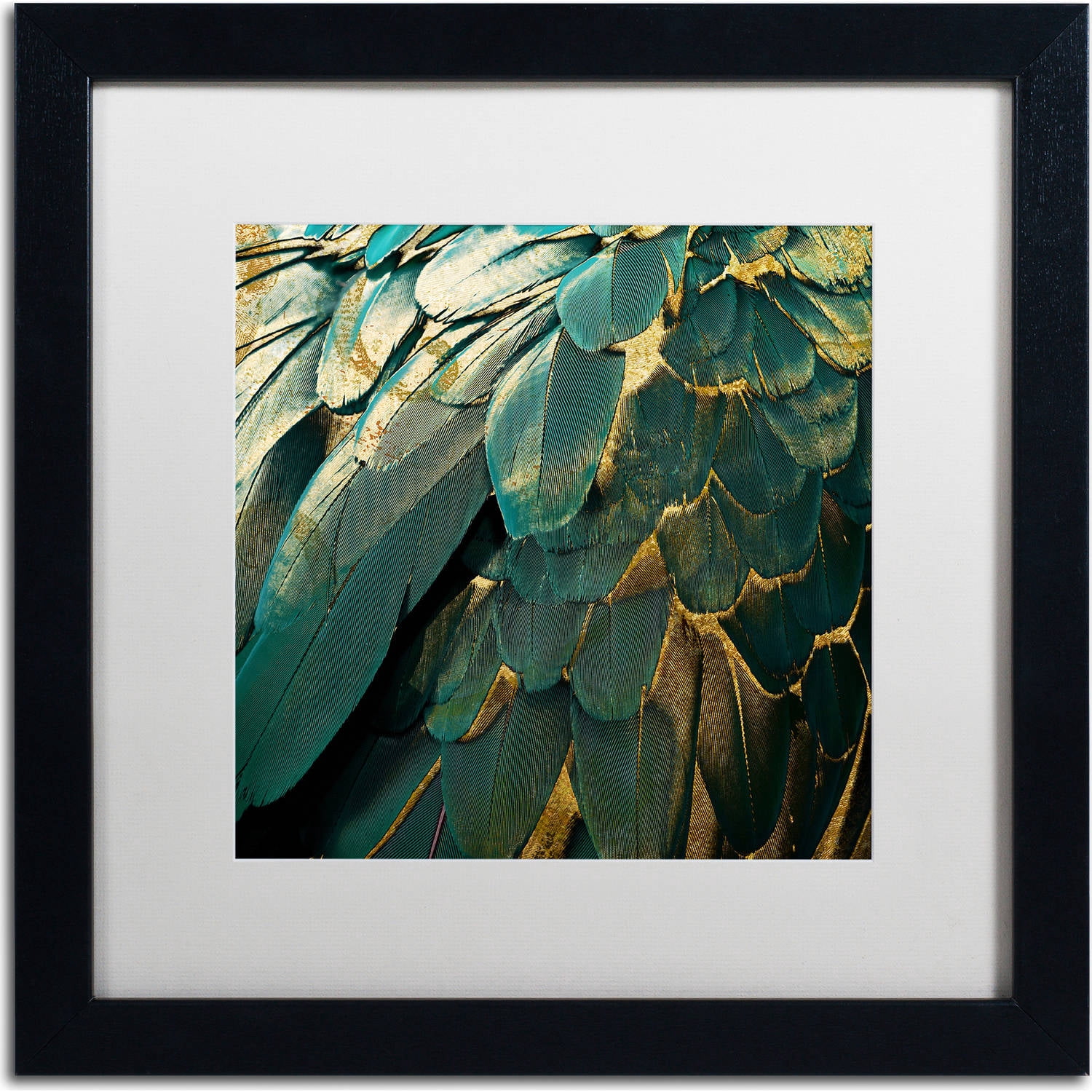 Trademark Fine Art "Feather Glitter" Canvas Art by Color Bakery, White Matte, Black Frame