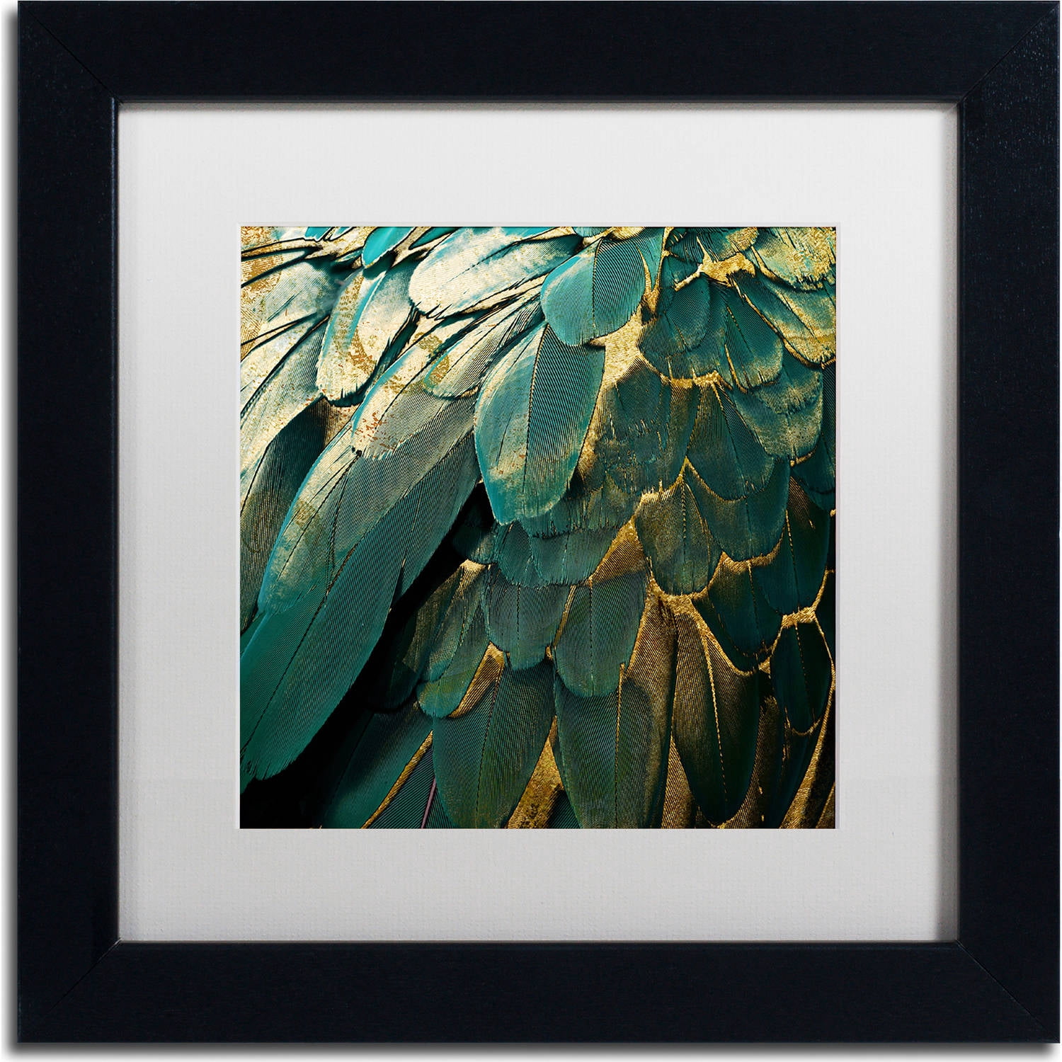 Trademark Fine Art "Feather Glitter" Canvas Art by Color Bakery, White Matte, Black Frame