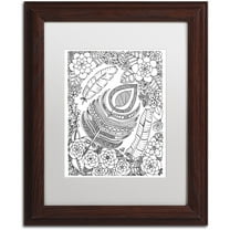 Trademark Fine Art "Feathers" Canvas Art by KCDoodleArt White Matte, Wood Frame