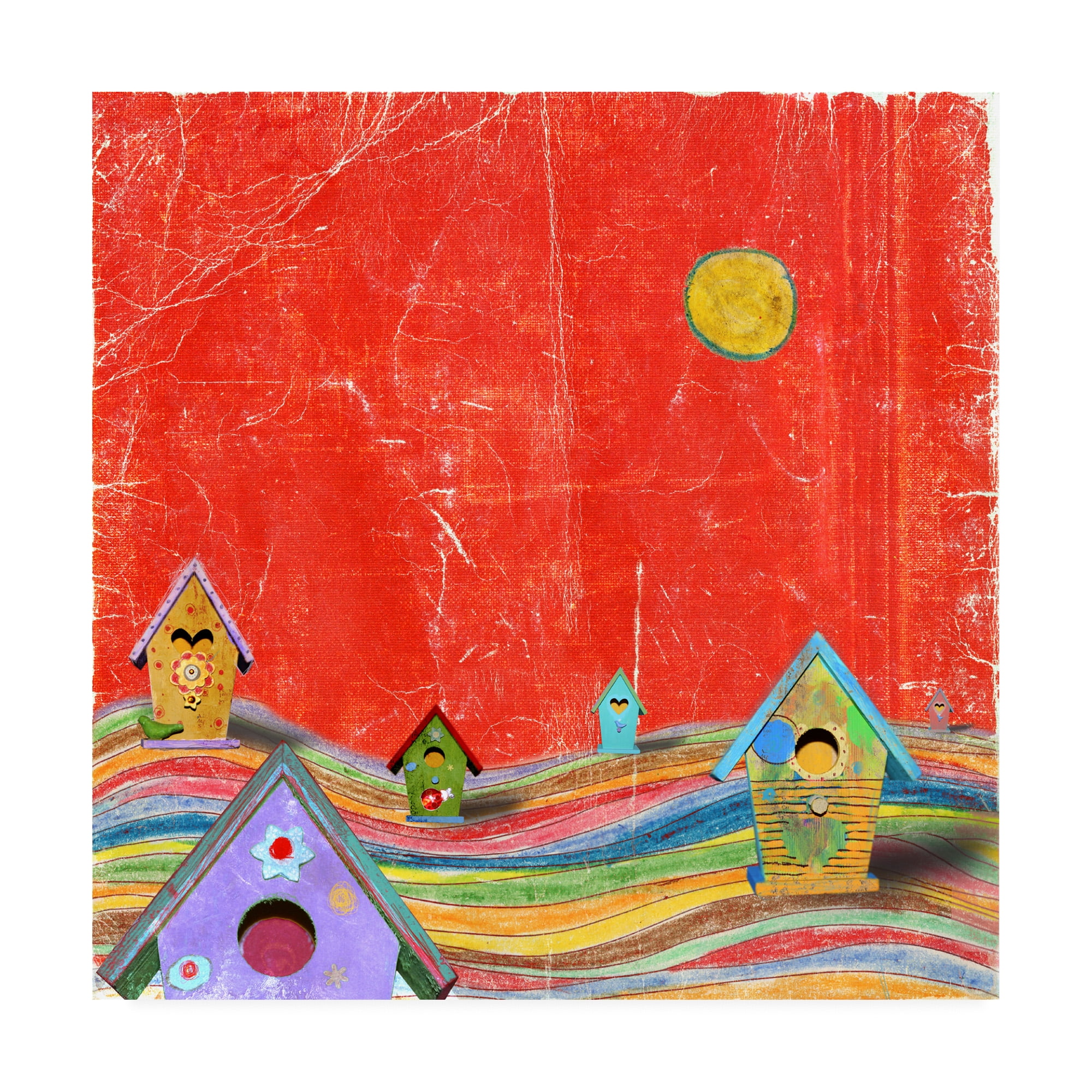 Trademark Fine Art 'Feathers, Dots And Stripes X Childrens Art' Canvas Art by Ingrid Blixt
