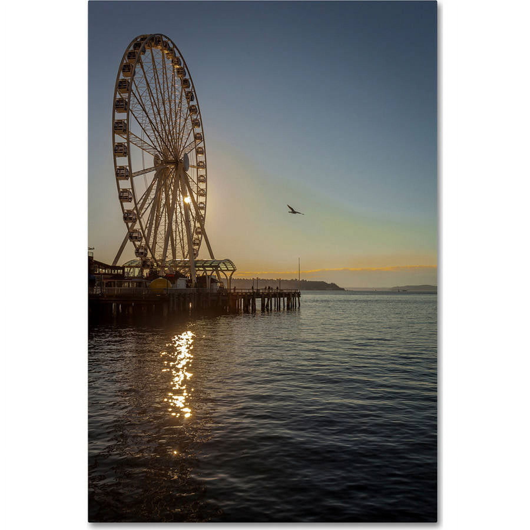 Large Ferris Wheel on Puget Sound Canvas Art