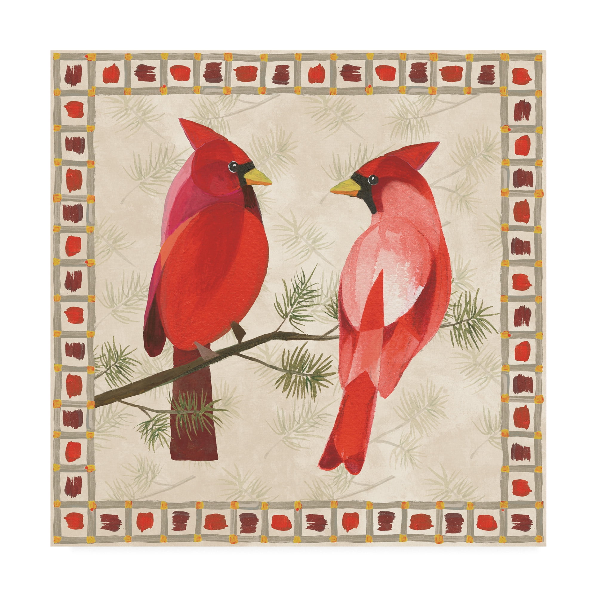 Trademark Fine Art 'Festive Birds Two Cardinals' Canvas Art by Danhui Nai
