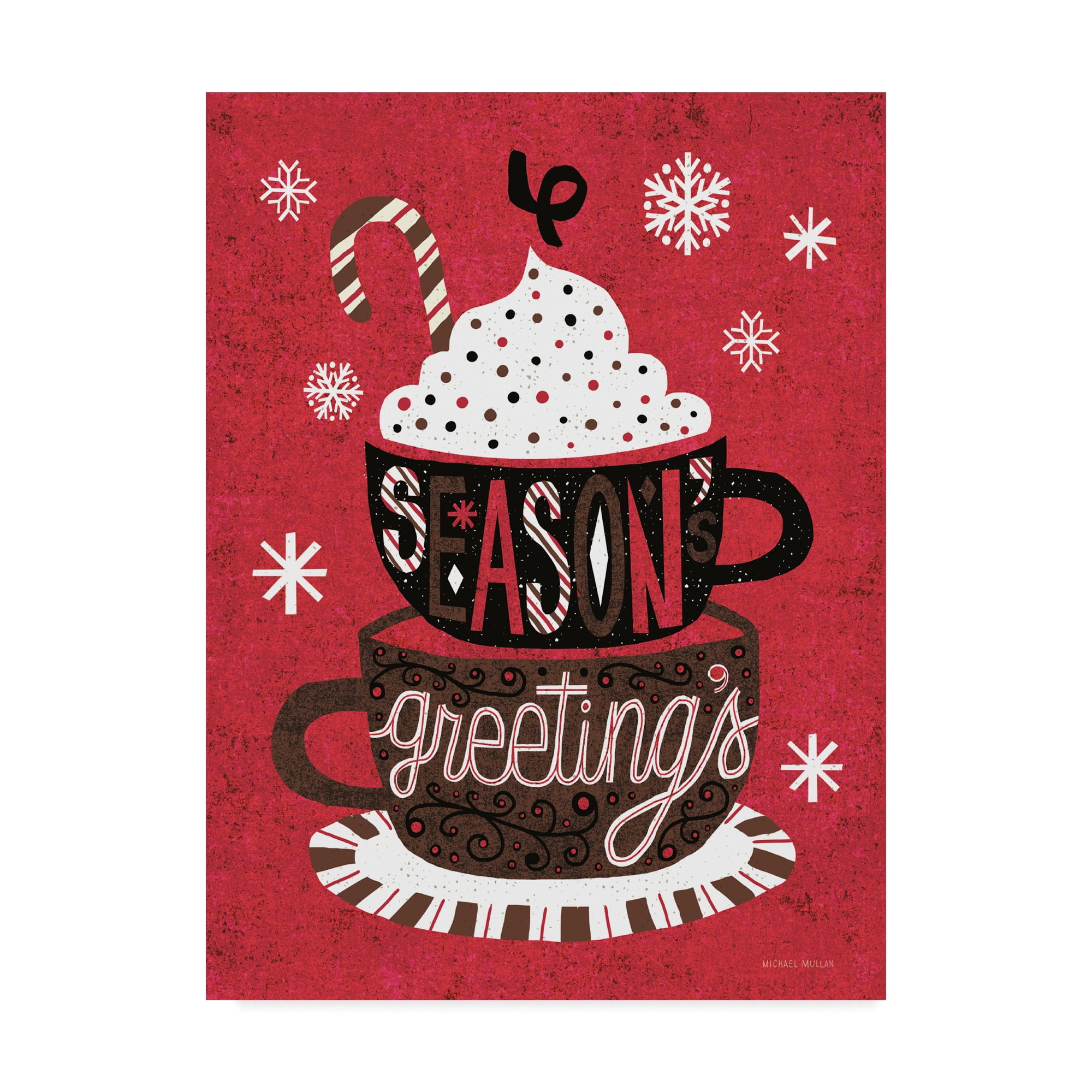 Trademark Fine Art 'Festive Holiday Cocoa Seasons Greetings' Canvas Art by Michael Mullan