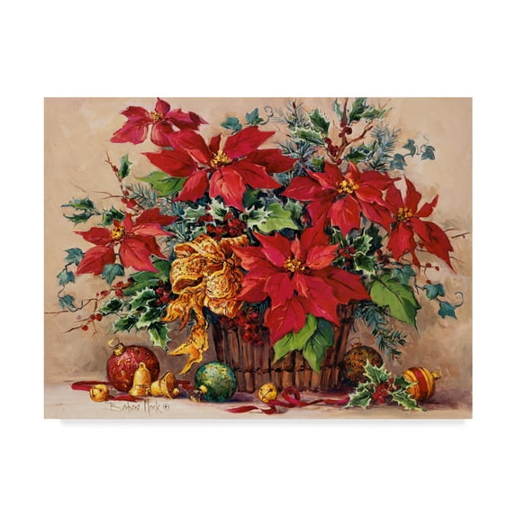 Trademark Fine Art 'Festive Poinsettia Basket' Canvas Art by Barbara Mock