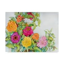 Trademark Fine Art 'Festively Colored Zinnias' Canvas Art by Joanne Porter