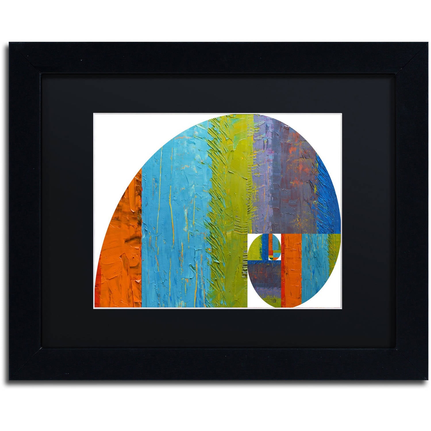 Trademark Fine Art "Fibonacci Spiral" Canvas Art by Michelle Calkins, Black Matte, Black Frame
