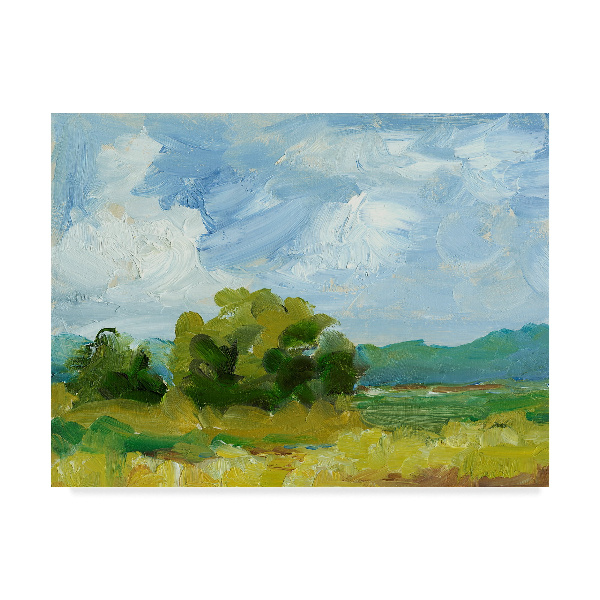 Impressionistic Landscape Canvas Art in Light Blue and Green