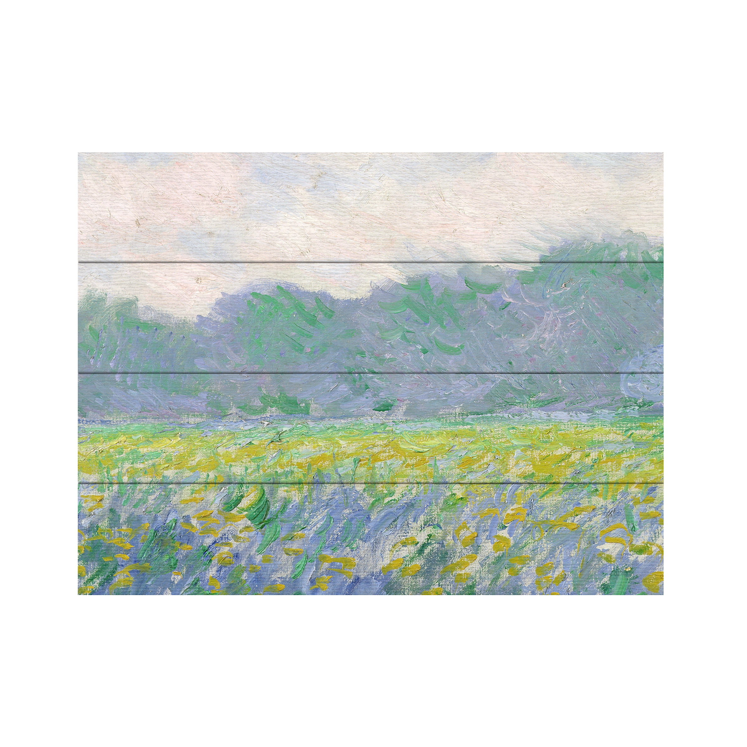 Trademark Fine Art 'Field Of Yellow Irises' Wooden Wall Art Art by Claude Monet