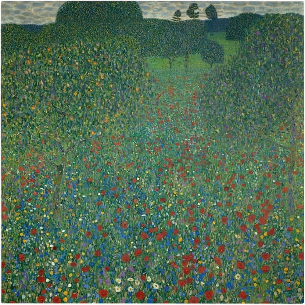 Field of Poppies Green and Red Canvas Art, 26" x 35"
