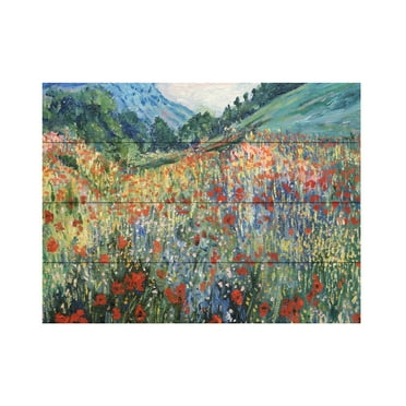 Trademark Fine Art 'Field of Wild Flowers' Wooden Wall Art Art by Rio