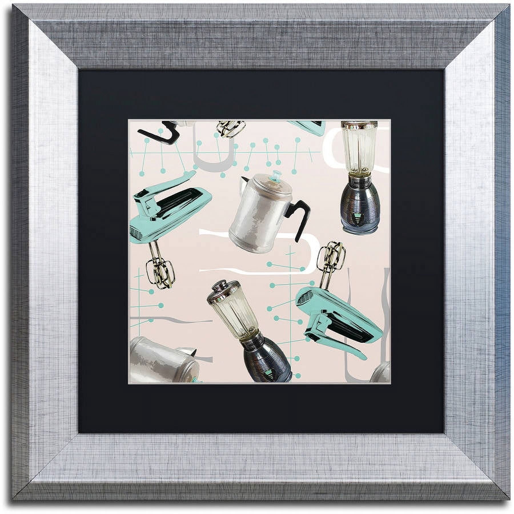 Trademark Fine Art "Fifties Patterns I" Canvas Art by Color Bakery Black Matte, Silver Frame