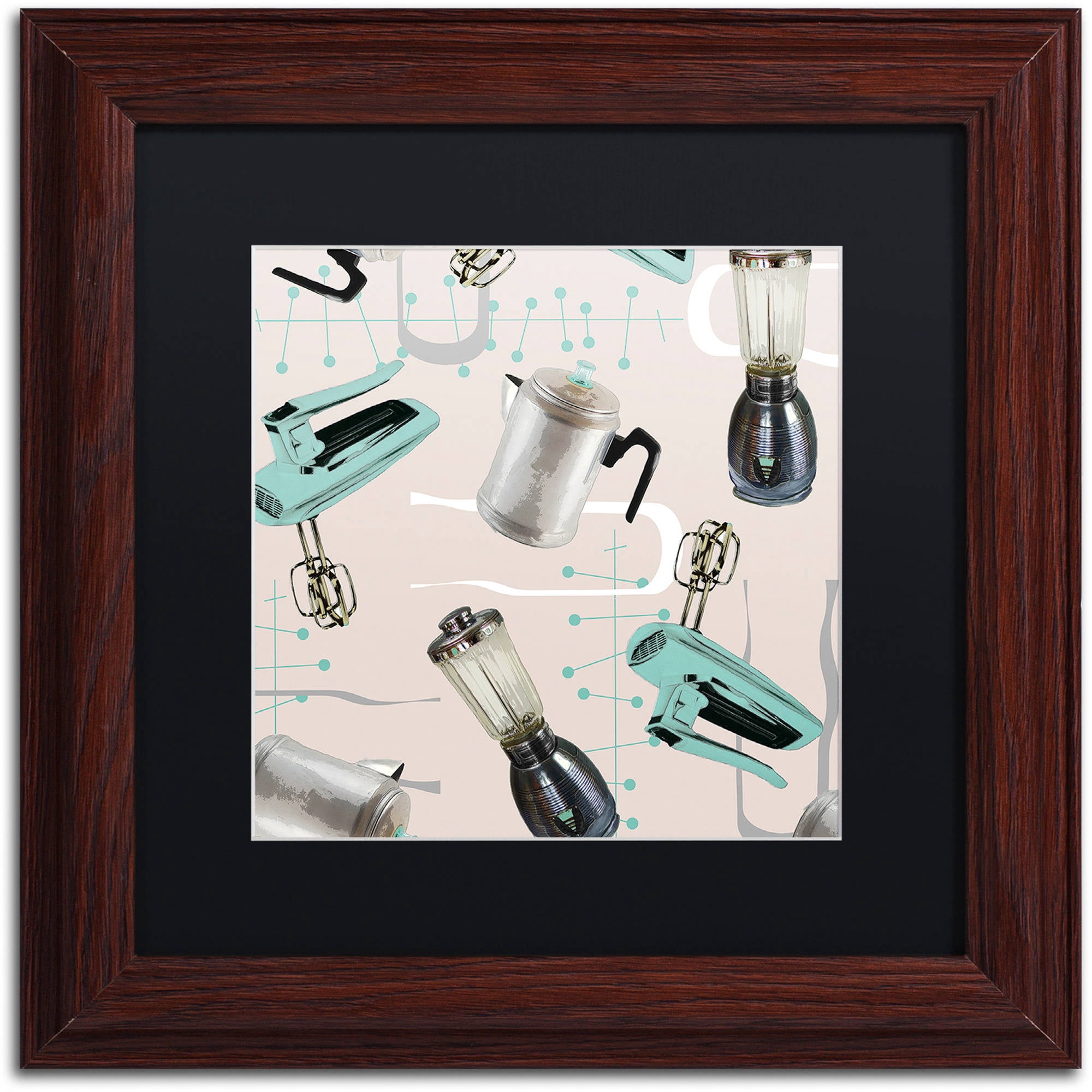 Trademark Fine Art "Fifties Patterns I" Canvas Art by Color Bakery Black Matte, Wood Frame