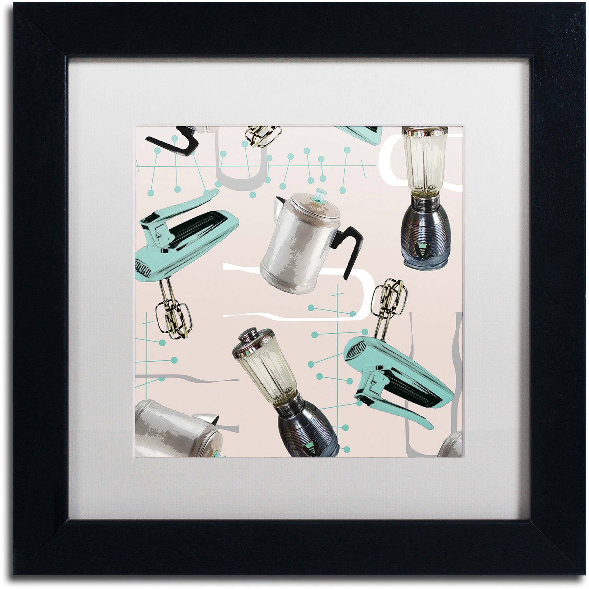 Trademark Fine Art "Fifties Patterns I" Canvas Art by Color Bakery White Matte, Black Frame