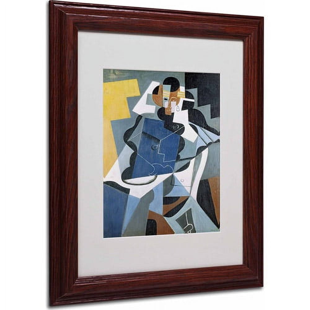 Medium Blue and Gold Abstract Canvas Art with Wood Frame