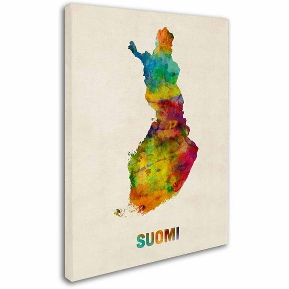 Trademark Fine Art "Finland Watercolor Map (Suomi)" Canvas Art by Michael Tompsett