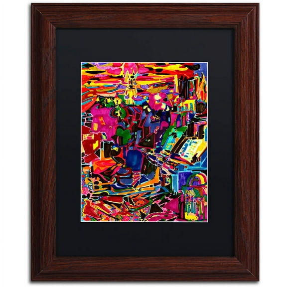 Trademark Fine Art "Fire In The Arcade" Canvas Art by Josh Byer, Black Matte, Wood Frame