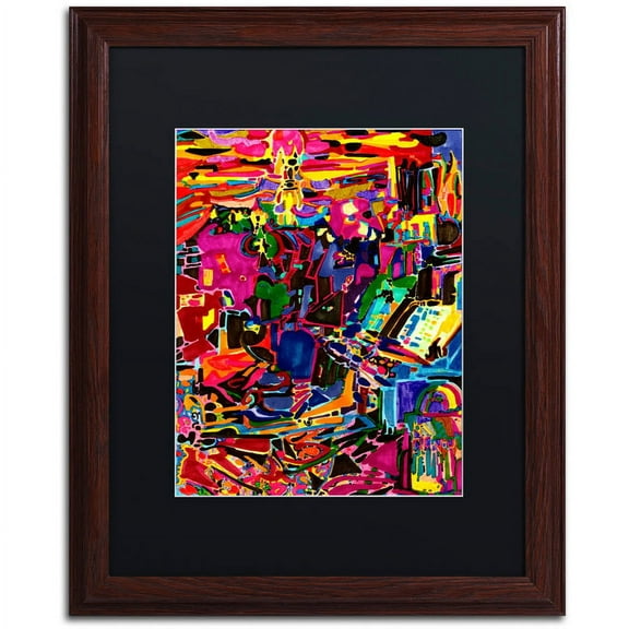 Trademark Fine Art "Fire In The Arcade" Canvas Art by Josh Byer, Black Matte, Wood Frame