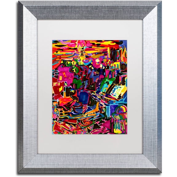 Trademark Fine Art "Fire In The Arcade" Canvas Art by Josh Byer, White Matte, Silver Frame