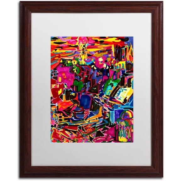 Trademark Fine Art "Fire In The Arcade" Canvas Art by Josh Byer, White Matte, Wood Frame